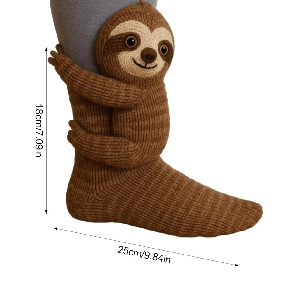 Calcetines 3D Lindos Animales Perezosos Tejidos Animal Abrazo Piso Calcetines Unisex Divertidos Invierno Foto 3 de 4