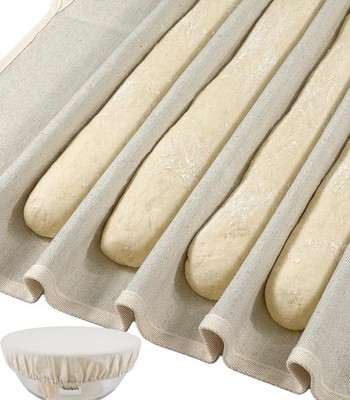 XL Bakers Couche 39x25'' for French Baguette Dough Making, Linen Cotton Bread ...