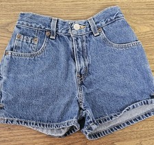 Vintage 90s Y2K Levis Girls Sz 10 High Waist Medium Wash Denim Shorts