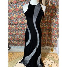 Jump Apparel Black Sparkle Halter Neck Maxi Dress Womens Size 3/4 Evening Gown