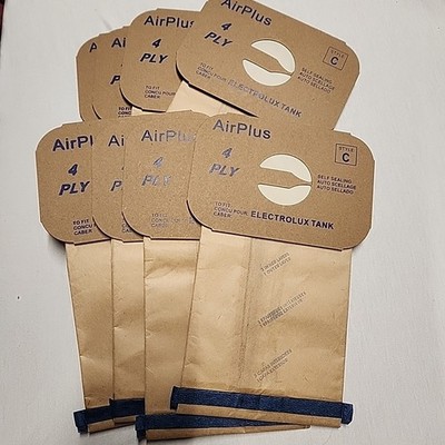 Vtg Genuine Electrolux lot of 8 Electrolux Tank Vac  Bags 4 ply Type C Self Seal