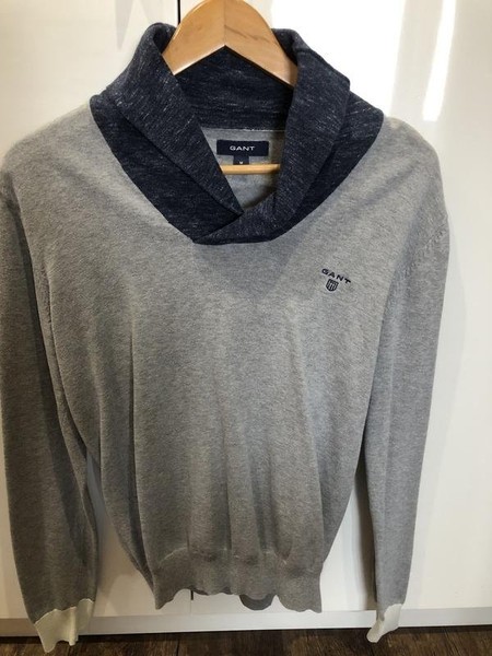 Men Gant Sweater Silver Cotton 38 / M / 46