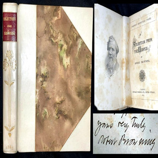 1865 WORKS ROBERT BROWNING SIGNED LETTER VELLUM POEMS POETRY TRAVEL VICTORIAN