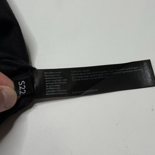 Abito Eileen Fisher S Small nero 100% lino biologico senza maniche midi minimalista - Foto 7 di 9