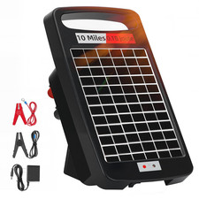 10 Miles Solar Powered Electric Fence Charger, 0.18J Portable for Livestock
