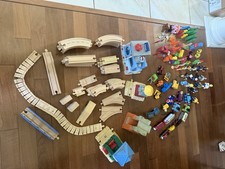 Lot of Thomas The Train Tank Engine Wooden Railway Track Trains Buildings Rare 