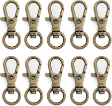 50pcs Antique Brass Swivel Lobster Clasps Metal Lanyard Clips Snap Hooks