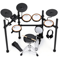 AODSK UAED-403P-ORN Mesh Electronic Drum Set, USB MIDI, 450 Sounds, Throne, Head