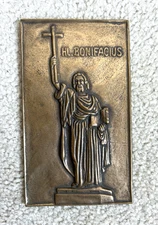 SAINT BONIFACE BENEDICTINE MONK bronze relief