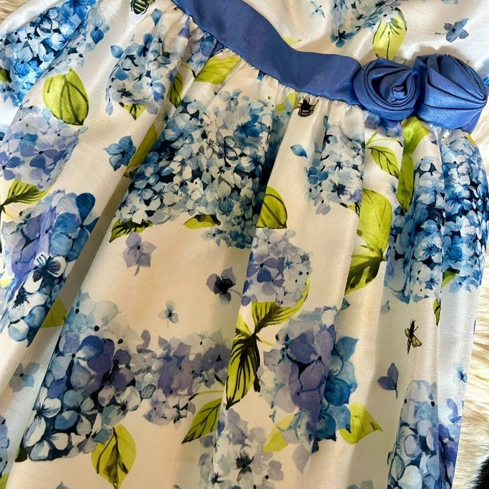 Vestido sin mangas de poliéster con estampado floral blanco periwinklee talla 12 de GYMBOREE para niñas Foto 4 de 4