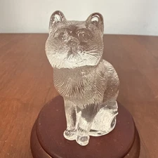 Vintage Mosser Sitting Cat #101 Original Crystal Glossy Bottom M Stamp Plunge