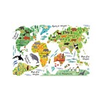 World Map Wall Sticker Animal Anmial Decal Stickers for Living Room