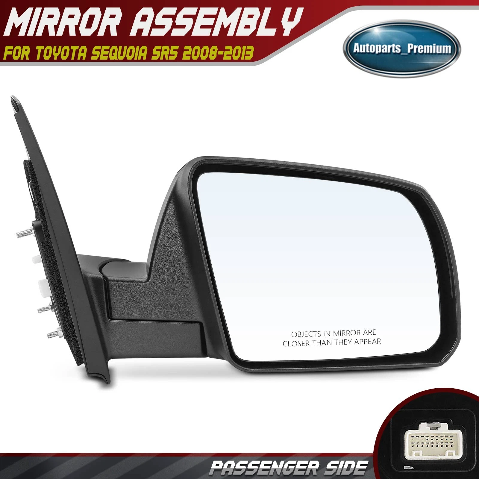 Passenger Side Power Mirror w/ Manual Folding for Toyota Sequoia SR5 2008-2013