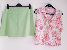 Nancy Haley Golf Skort & Pink Paisley Outfit, Size UK 14 M Tehama VGC