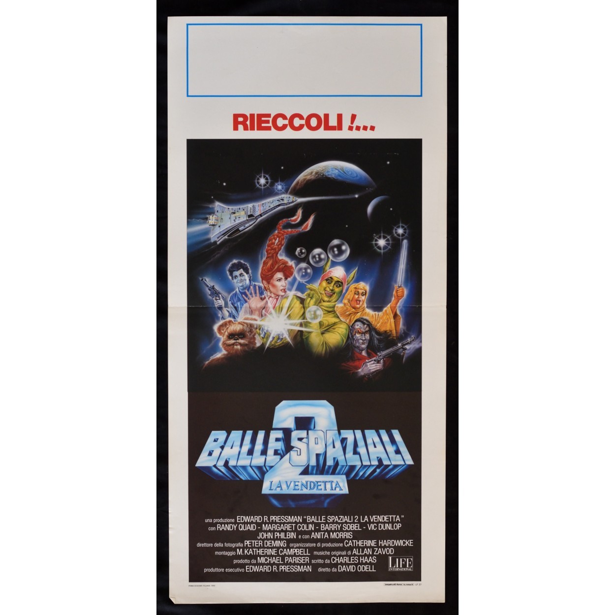 Locandina originale film Balle spaziali 2 - La vendetta (1989) - Regia di David Odell