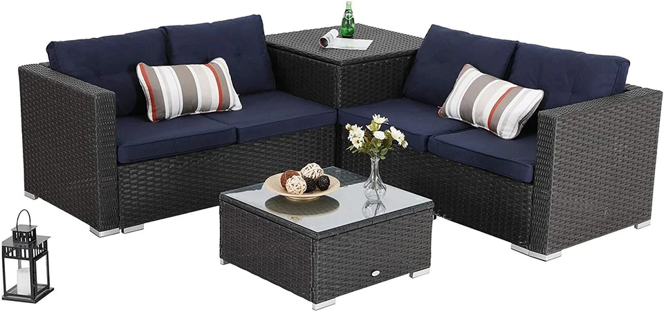 户外家具露台对话套装截面沙发沙发带储物盒 — 第 2/4 张图片