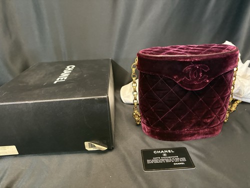 CHANEL Quilted Velvet Binocular Bag w box numbered authentic