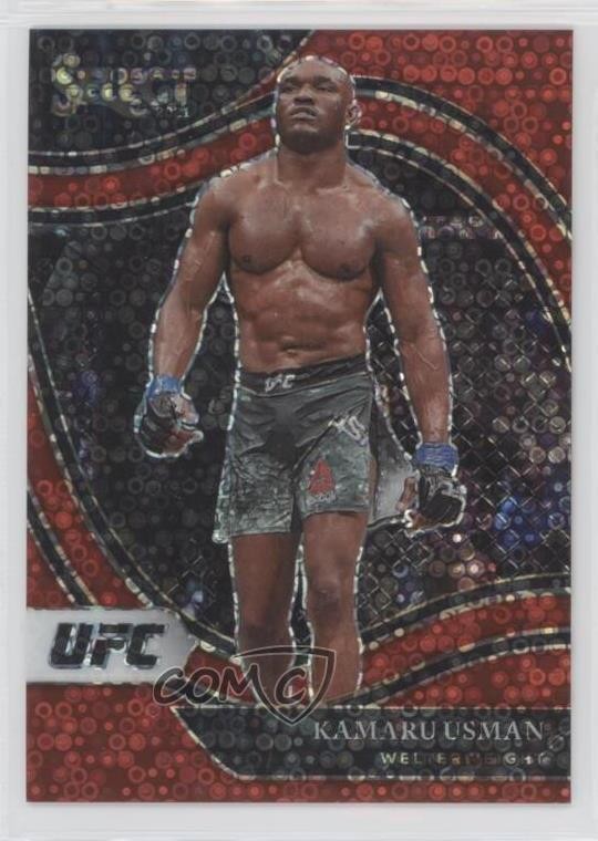 2021 Panini Select UFC Octagonside Red Disco Prizm 72/199 Kamaru Usman #228 0m52