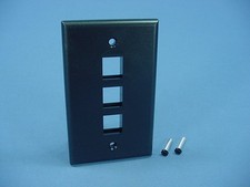 Leviton 41080-3EP Black 1-Gang 3-Port Unbreakable Nylon Standard Wallplate Cover