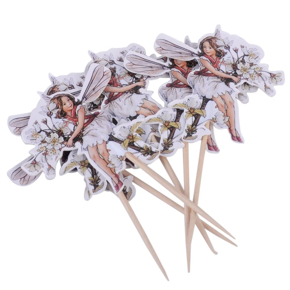 48pc Flower Fairy Girl Cupcake Cake Topper Picks Baby Shower Wedding Party Decor - Photo 3/3