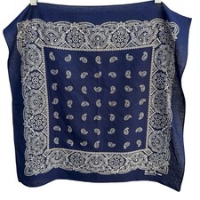 Vintage Navy Blue Paisley Bandana 100 Cotton Made in USA Fast Color RN 13960