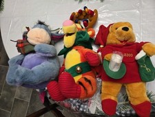 Disney Store Winnie the Pooh, Eeyore, Tigger Christmas Holiday Plush Large