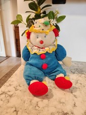 Vintage Eden Plush Clown Red Blue Yellow Terry Cloth Polka Dot Primary Colors