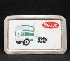 WB15154 COOL VINTAGE 1970s  CAB OVER PETERBILT  18-WHEELER TRUCK BELT BUCKLE