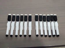 12-Pack Fine-Tip Black Dry Erase Markers With Magnet And Sticker Holder