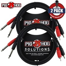 2-PACK Pig Hog PD-R1403 3FT RCA Male to 1/4" Mono Dual Plug Audio Cable