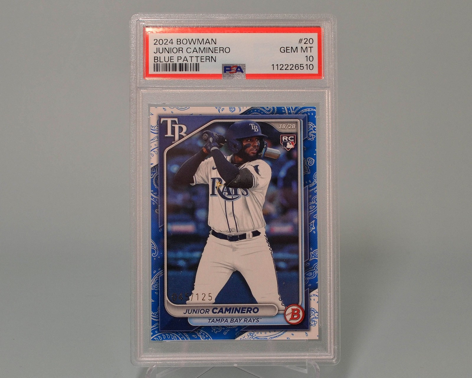 Junior CAMINERO 2024 Bowman Rookie Blue Pattern Parallel /125 PSA 10