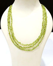 Natural Peridot Gemstone Beaded Necklace Gift For Her 925 Sterling Silver Clasp
