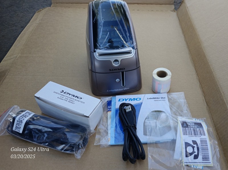 Dymo LabelWriter Duo Label Printer w/ Power Adapter, USB, Label Roll