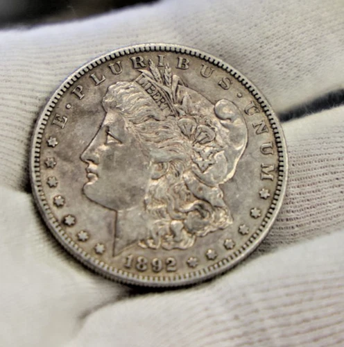 1892 S US Morgan Silver Dollar $1 XF+ (Cleaned, Retoned)