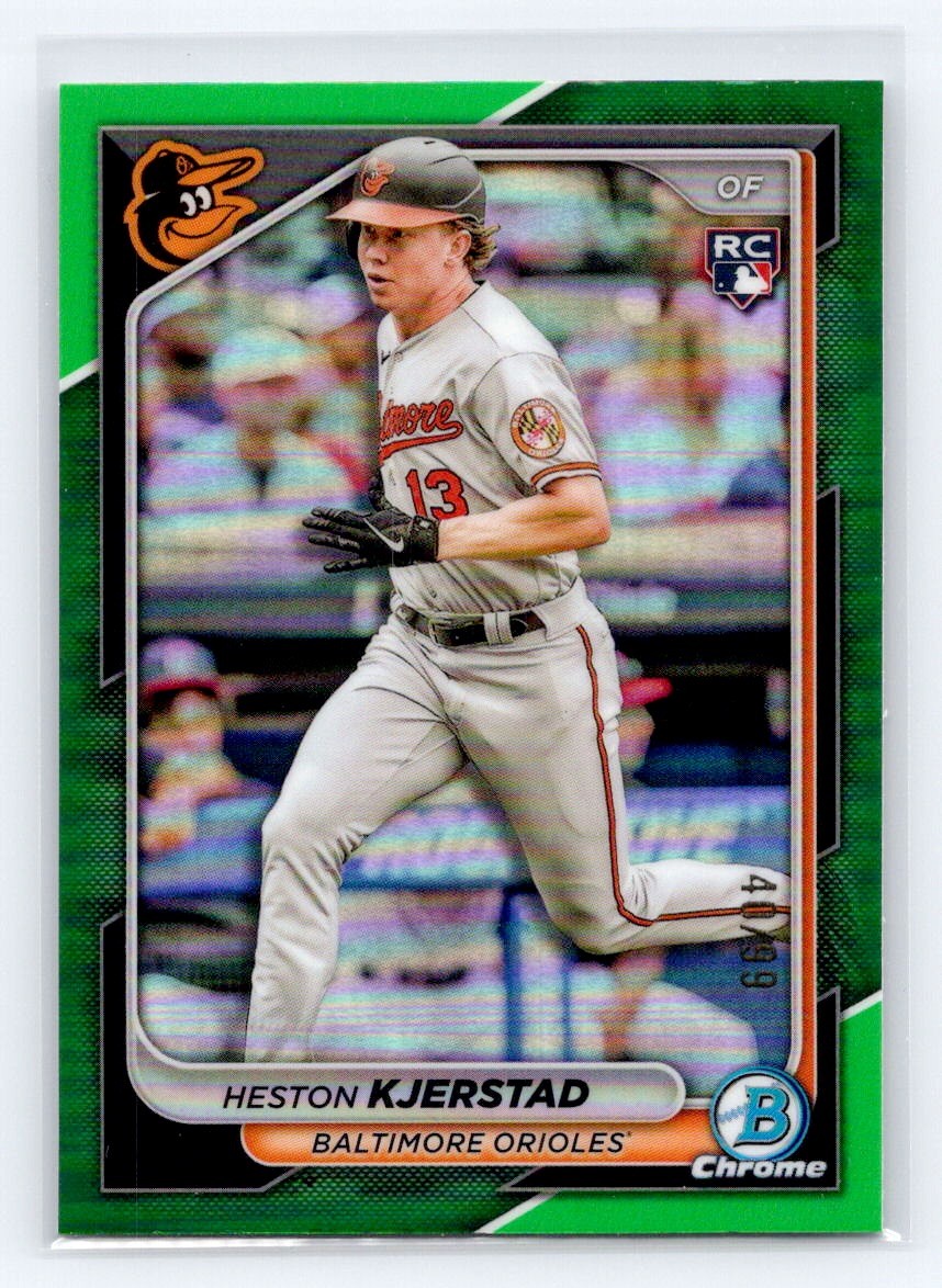 2024 Bowman Chrome Green Refractor #44 Heston Kjerstad /99 RC Orioles