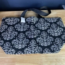 Vera Bradley Extra Large Family Tote Bag Black With White Flowers New With Tags