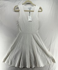 John + Jenn Sleeveless Fit & Flare Sweater Dress White XS Preppy Classic