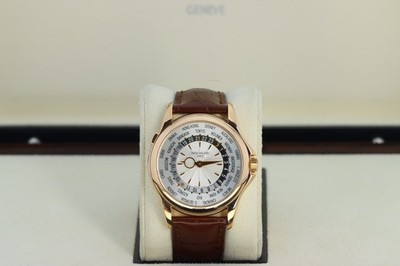 Patek Philippe World Time 5130R-001 Geneve Seal, Silver Guilloche Dial Rose Gold