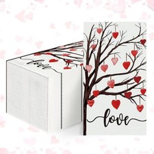 Valentine Disposable Paper Decorative Guest Napkins, Love 4.3 X 7.9 inches 50