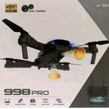 Mini FOLDING DRONE WITH Dual CAMERA 4K REMOTE CONTROL WIFI 998 PRO  Two Batter