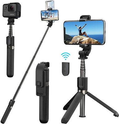 Selfie Stick Stand Tripod Bluetooth Remote For GoPro iPhone Samsung vlog tiktok
