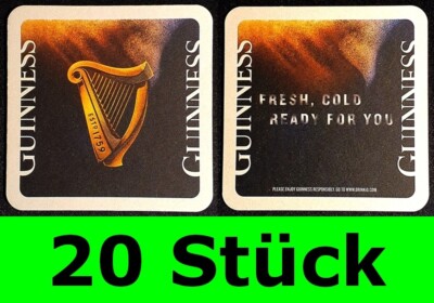 20 Stück Bierdeckel Guinness fresh cold Dublin Irland Bar Party Theke Tresen