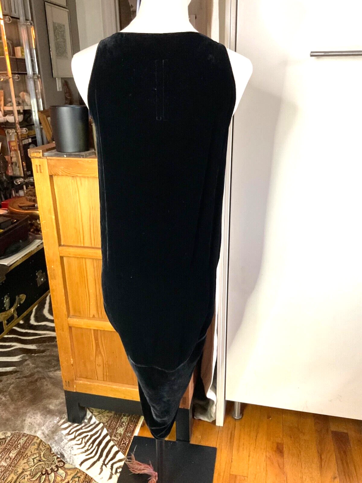 RICK OWENS GLITTER FW 17 piccolo mini o top drappeggiato in velluto nero