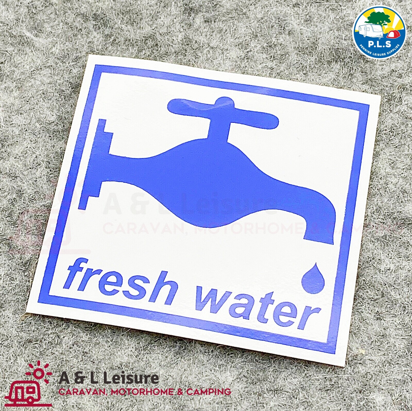 PLS  Fresh Water Sticker BLUE 60 x 55mm Caravan, Motorhome, Campsite Tap - 10022