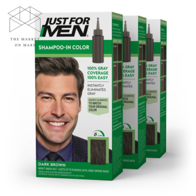 Just for Men Shampoo-In Hair Dye for Men, H-45 Dark Brown, 3 Pack    