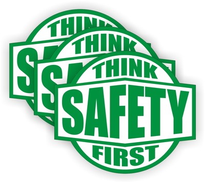 3x Think Safety First Hard Hat Stickers | Welding Helmet Decals Employees