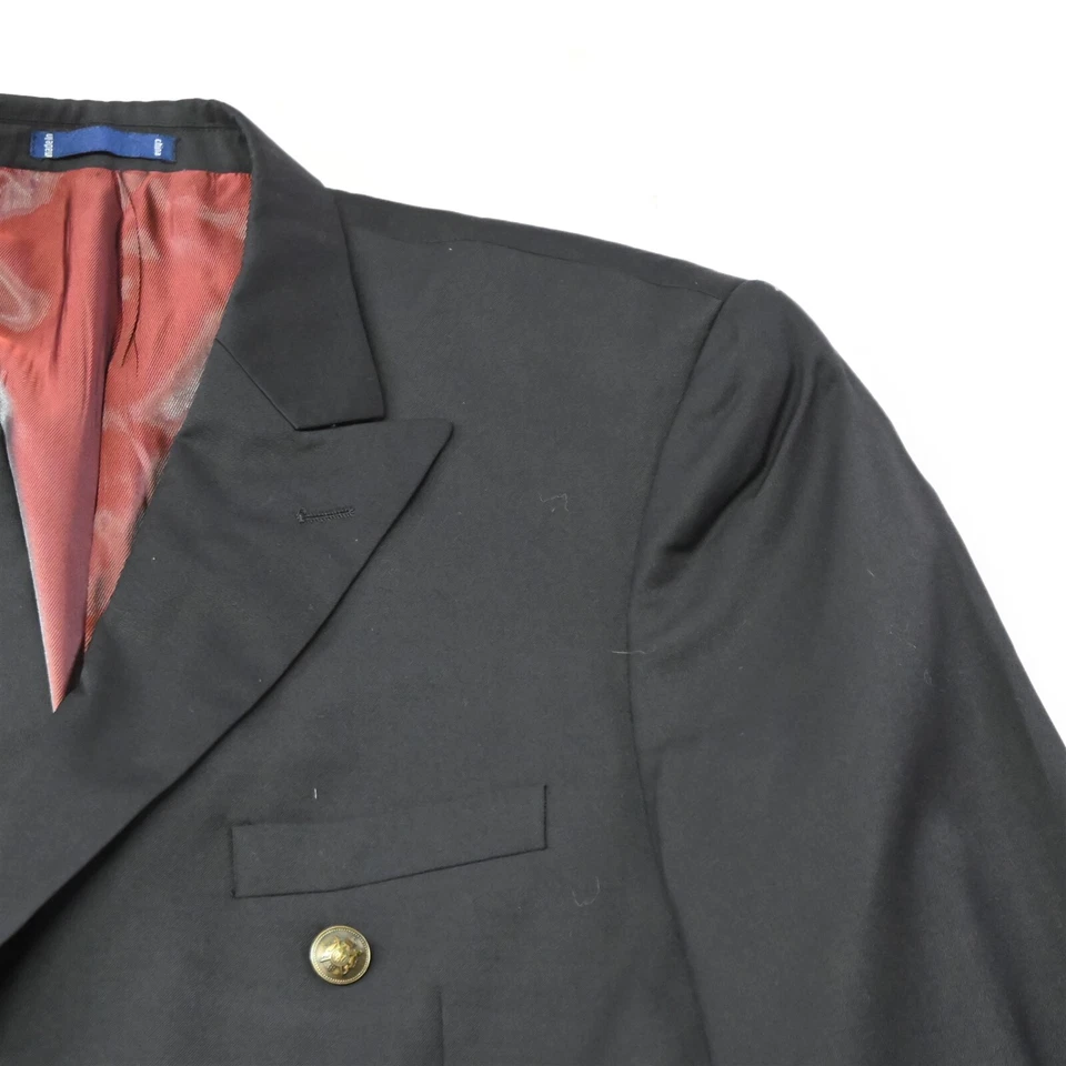 Blazer Abrigo Deportivo Paul Fredrick 44L Negro 100% Lana Doble Pecho Pico Chaqueta Foto 2 de 4