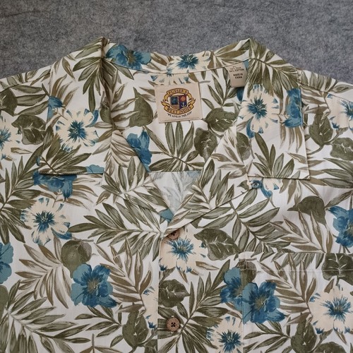 Pussers West Indies Shirt Mens Extra Large XL Green Tan Hawaiian Floral Pocket - Picture 10 of 16