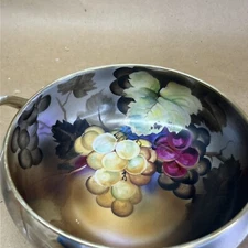 Hand painted Nippon double handle floral decorative fine art bowl dish Fruit