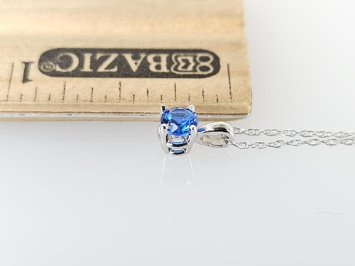 10K White Gold APX 2/5 CTW Round Sapphire Pendant (AM1084376) - Picture 5 of 6